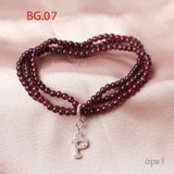  Vòng tay đá GARNET đỏ lựu gắn charm bạc ƯU ĐÃI hấp dẫn 