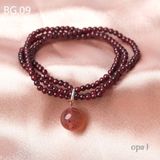  Vòng tay đá GARNET đỏ lựu gắn charm bạc ƯU ĐÃI hấp dẫn 