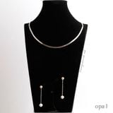  Bộ dây chuyền và hoa tai bạc đính ngọc trai rơi 