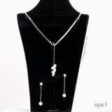  Bộ dây chuyền và hoa tai bạc đính ngọc trai rơi 