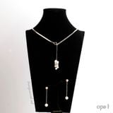  Bộ dây chuyền và hoa tai bạc đính ngọc trai rơi 