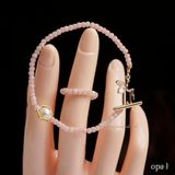  Vòng tay đá mã não nhí hạt 5ly ánh hồng và đen+ tặng nhẫn simple 