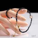  Vòng tay đá mã não nhí hạt 5ly ánh hồng và đen+ tặng nhẫn simple 