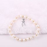  vòng tay Ngọc Trai hồng gắn charm Bạc cho bé 
