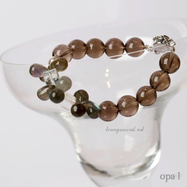  Vòng tay đá handmade, đá thạch anh khói và thạch anh rêu 