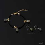  Bộ trang sức handmade dây da đính đá Labradorite 