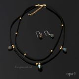  Bộ trang sức handmade dây da đính đá Labradorite 