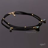  Bộ trang sức handmade dây da đính đá Labradorite 