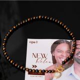  Vòng cổ choker ngọc trai ánh nâu và đen kết hợp 
