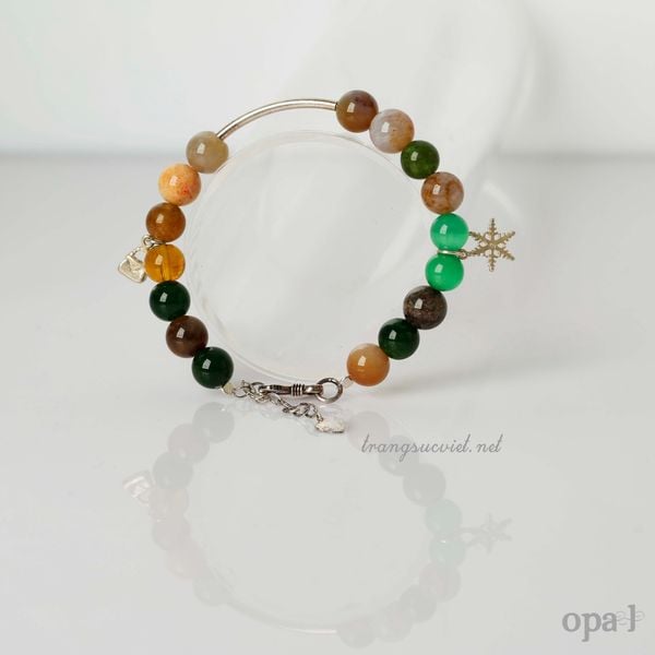  Vòng tay đá thiên nhiên handmade phối charm bạc 