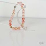  Vòng tay đá tự nhiên thạch anh tóc đỏ charm bạc 