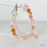  Vòng tay đá tự nhiên thạch anh tóc đỏ charm bạc 