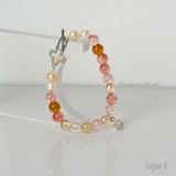  Vòng tay đá tự nhiên thạch anh tóc đỏ charm bạc 
