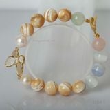  Vòng tay đá thiên nhiên handmade, đá san hô kết hợp cùng đá mắt mèo 