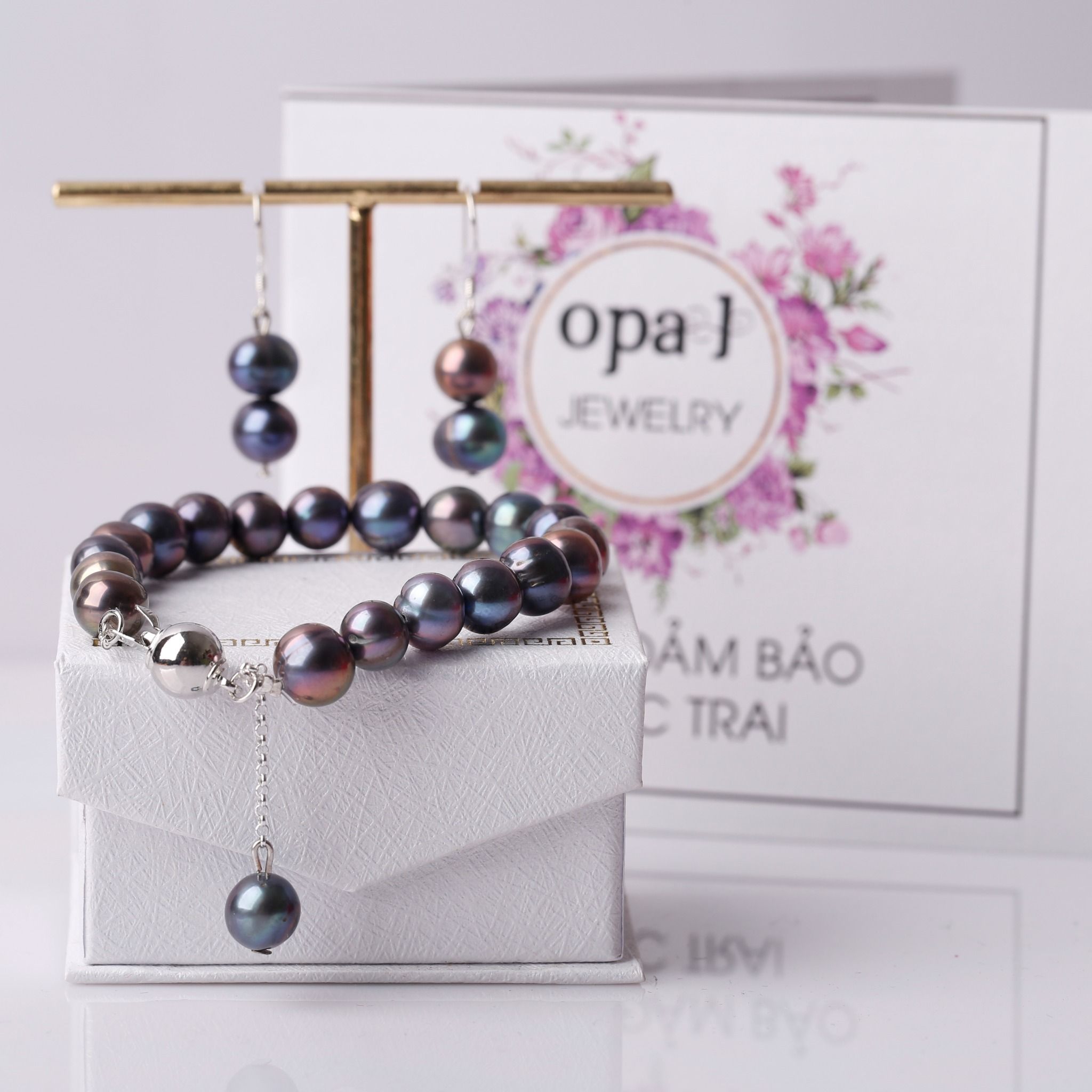  Set Vòng Tay & Bông Tai Ngọc Trai Opal - SBE12215 