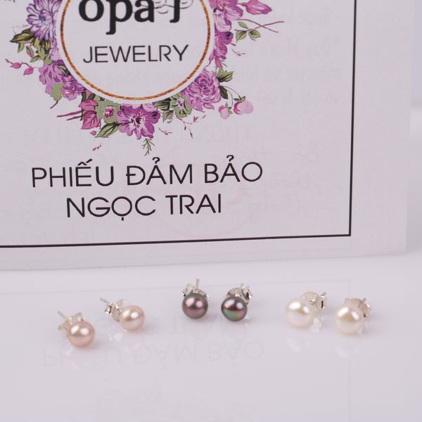  set 3 đôi hoa tai bạc đính ngọc trai OPAL - PE12214 