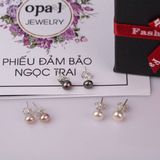  set 3 đôi hoa tai bạc đính ngọc trai OPAL - PE12214 