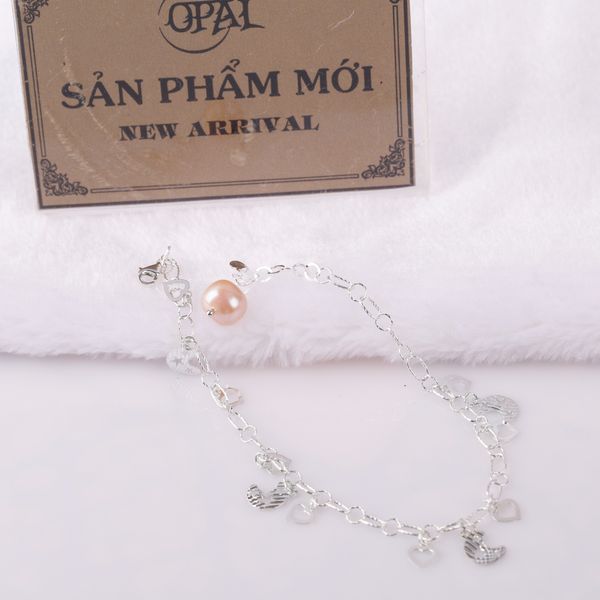  lắc chân bạc đính ngọc trai SPL01221 