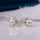  hoa tai bạc đính ngọc trai OPAL - PE01222 