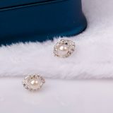  hoa tai bạc đính ngọc trai OPAL - PE01226 