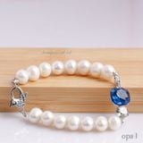  Vòng tay ngọc trai 8,9 ly mặt đá xanh 