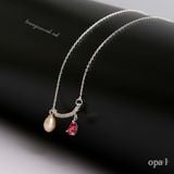  Dây chuyền bạc đính ngọc trai và hoa tai nụ 