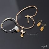  Bộ trang sức handmade, dây da và đá Citrine 