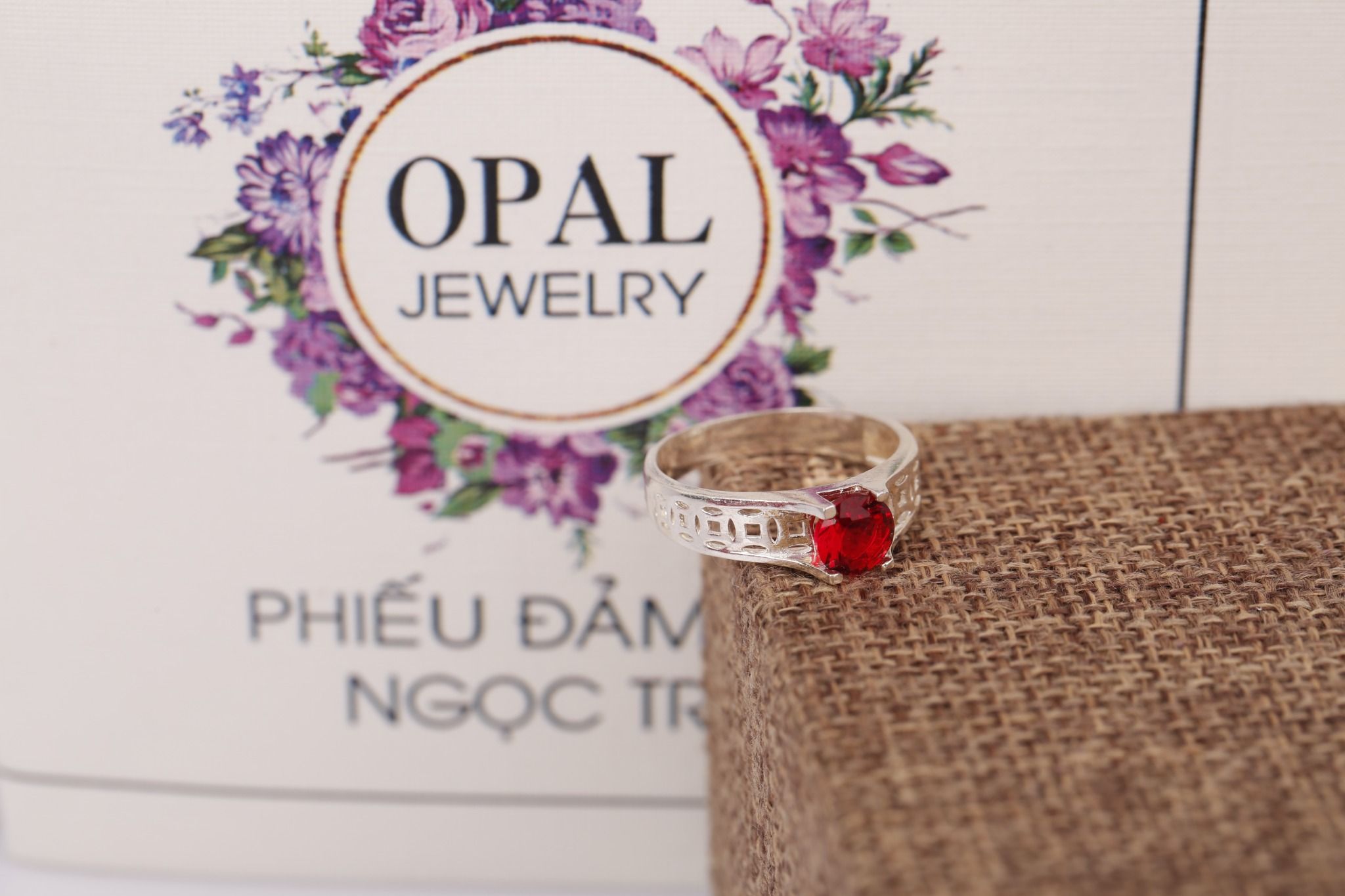  Nhẫn bạc nữ đính đá Ross thương hiệu Opal 