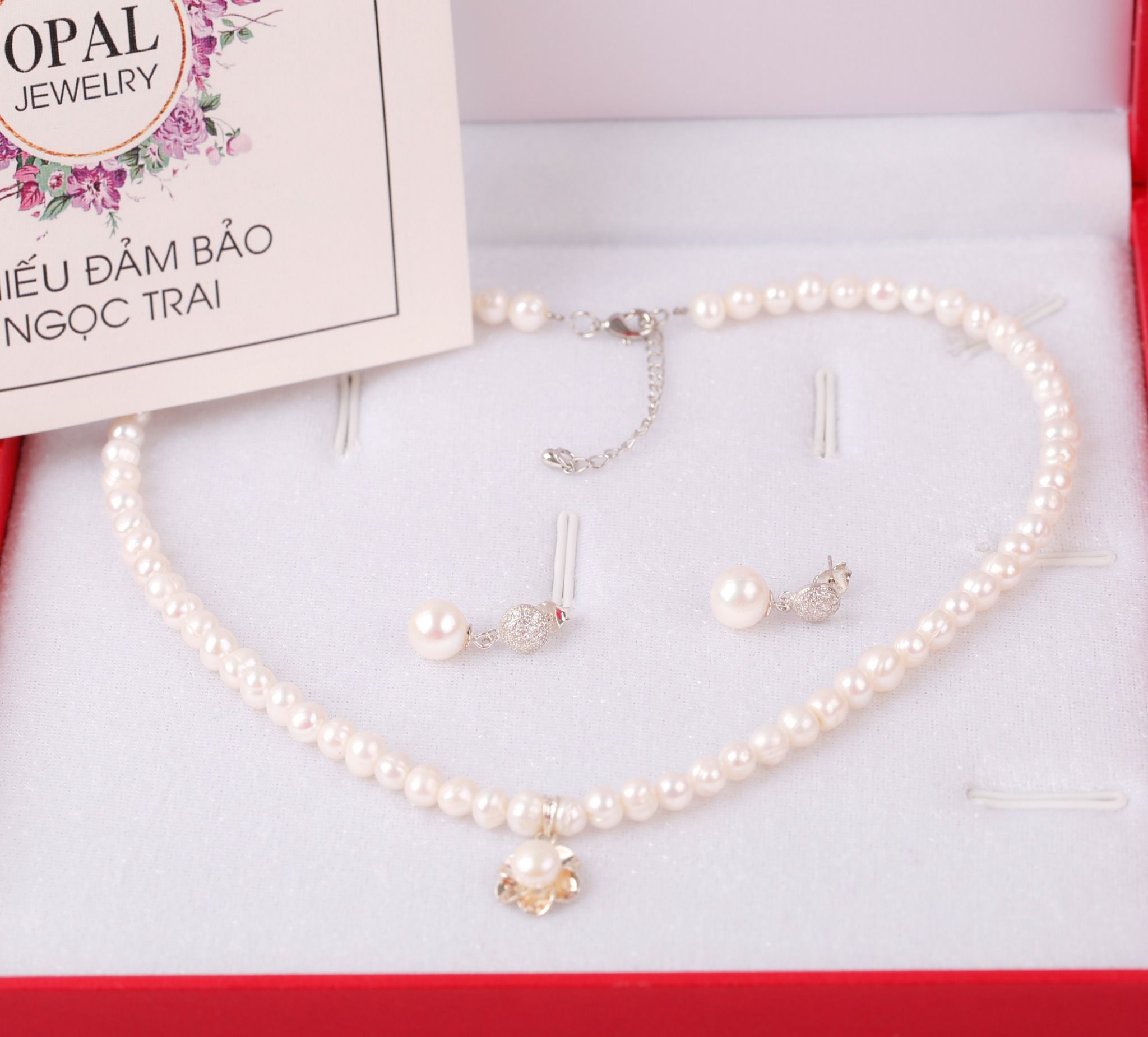  VÒNG CỔ VÀ HOA TAI NGỌC TRAI THƯƠNG HIỆU OPAL HT2 