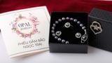  Bộ bạc đính ngọc trai đen ánh xanh tím kích thước 6,7li phong cách trẻ trung Opal 