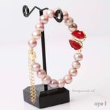  Vòng tay ngọc trai kết hợp đá Mã Não (Nam Hồng) khóa nam châm 