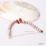  Vòng tay ngọc trai kết hợp đá Mã Não (Nam Hồng) khóa nam châm 