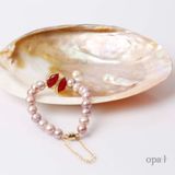  Vòng tay ngọc trai kết hợp đá Mã Não (Nam Hồng) khóa nam châm 