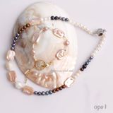  Chuỗi vòng cổ ngọc trai nhiều sắc màu kết hợp ngọc trai thô cá tính 