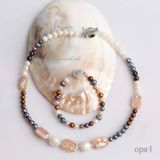  Chuỗi vòng cổ ngọc trai nhiều sắc màu kết hợp ngọc trai thô cá tính 