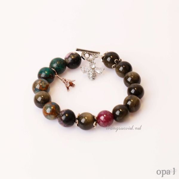  Vòng tay đá tự nhiên kết hợp charm bạc 