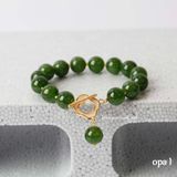  Vòng tay đá mã não xanh, khóa thiết kế 