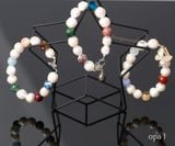  Vòng tay ngọc trai thô kết hợp đá tự nhiên 