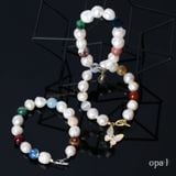  Vòng tay ngọc trai thô kết hợp đá tự nhiên 