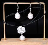  Vòng tay dây da và hoa tai ngọc thô cá tính 