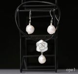  Vòng tay dây da và hoa tai ngọc thô cá tính 