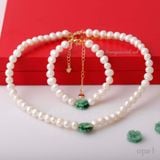  Bộ ngọc trai trắng mặt đá xanh hoa hồng 