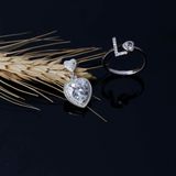  Set nhẫn bạc và mặt dây chuyền đá thiết kế 
