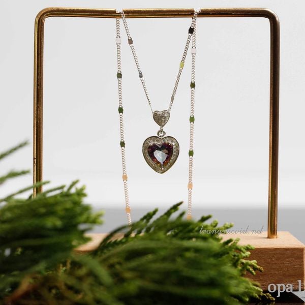  Dây chuyền bạc chất liệu đá CZ phong cách trẻ trung ấn tượng thương hiệu Opal. Tặng dây da phong cách. 
