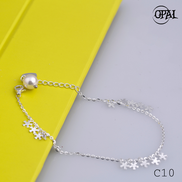  C10 - Lắc tay bạc đính Ngọc Trai OPAL 