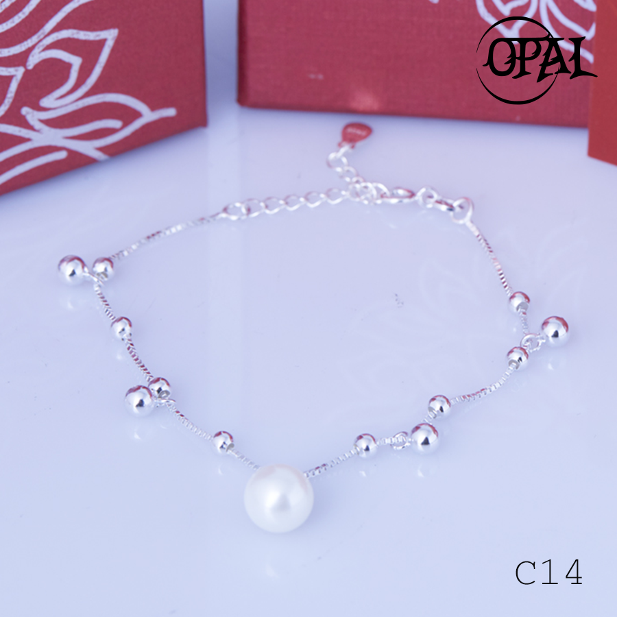  C14 - Lắc tay bạc đính Ngọc Trai OPAL 