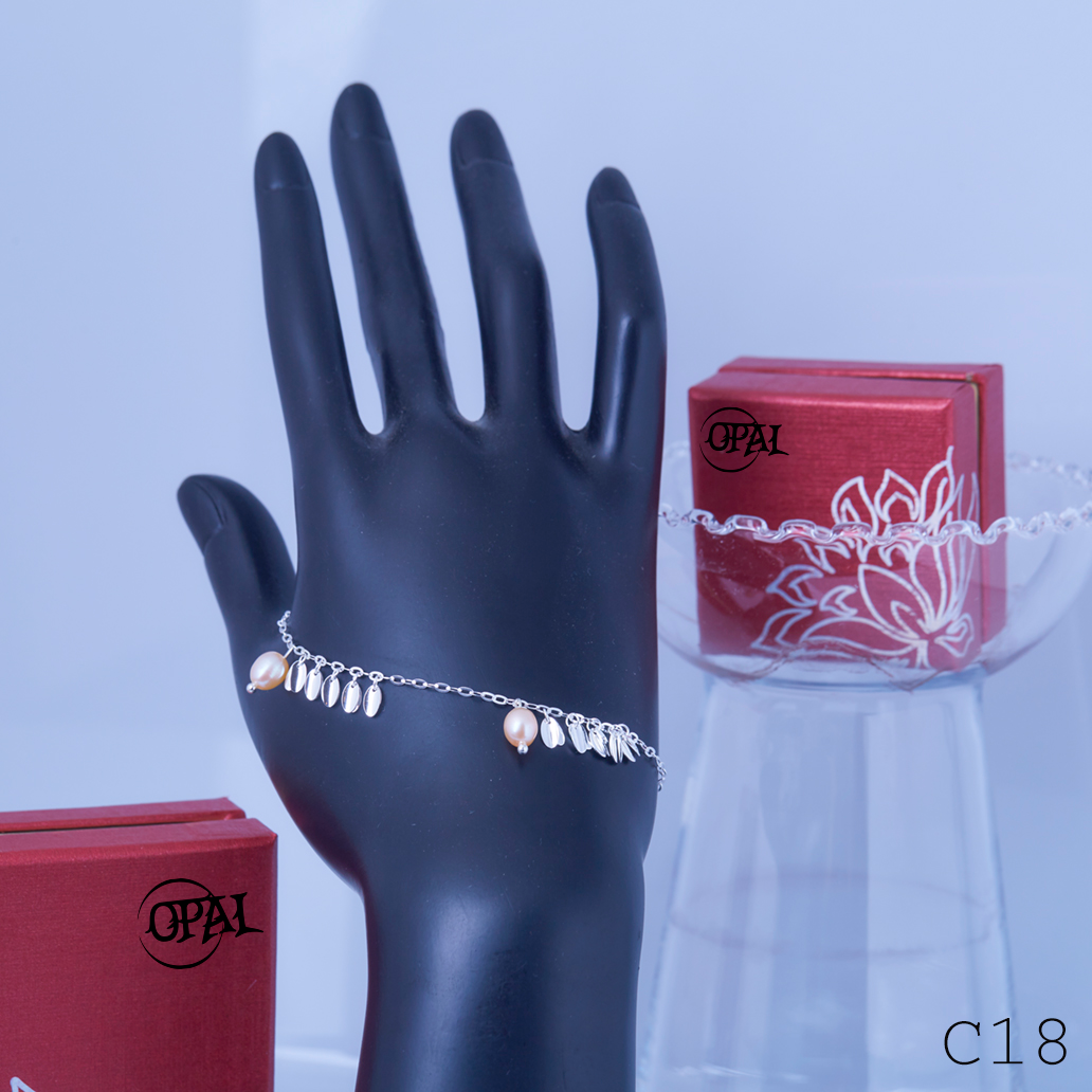  C18 - Lắc tay bạc đính Ngọc Trai OPAL 