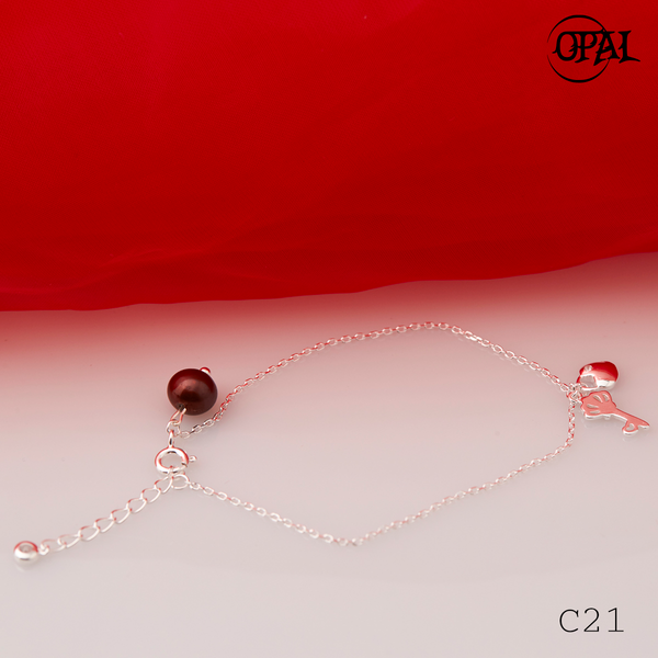  C21- Lắc tay bạc đính Ngọc Trai OPAL 