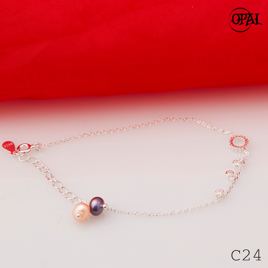  C24- Lắc tay bạc đính Ngọc Trai OPAL 