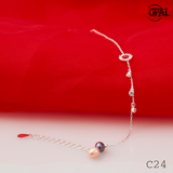  C24- Lắc tay bạc đính Ngọc Trai OPAL 